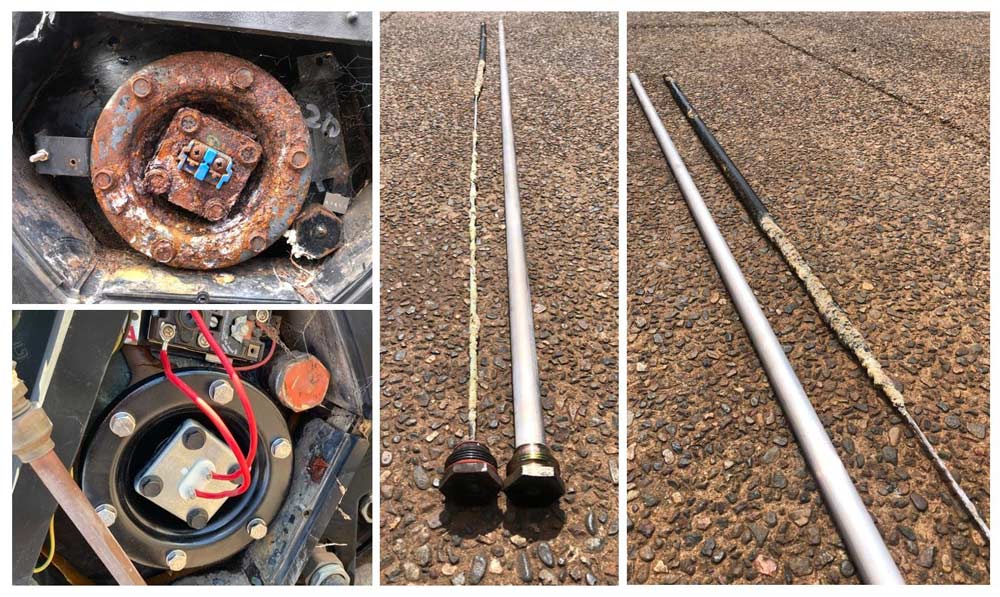 Flange, element kit and sacrificial anode